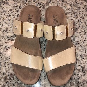 Naot Ashley Sandal in Gold Threads Leather